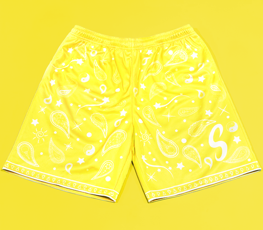 Bandana Paisley Shorts - Canary Yellow