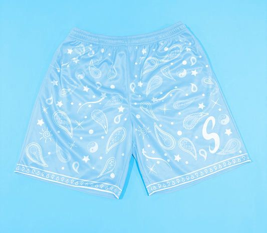 Bandana Paisley Shorts - Gentle Breeze/Wind/Soft Blue