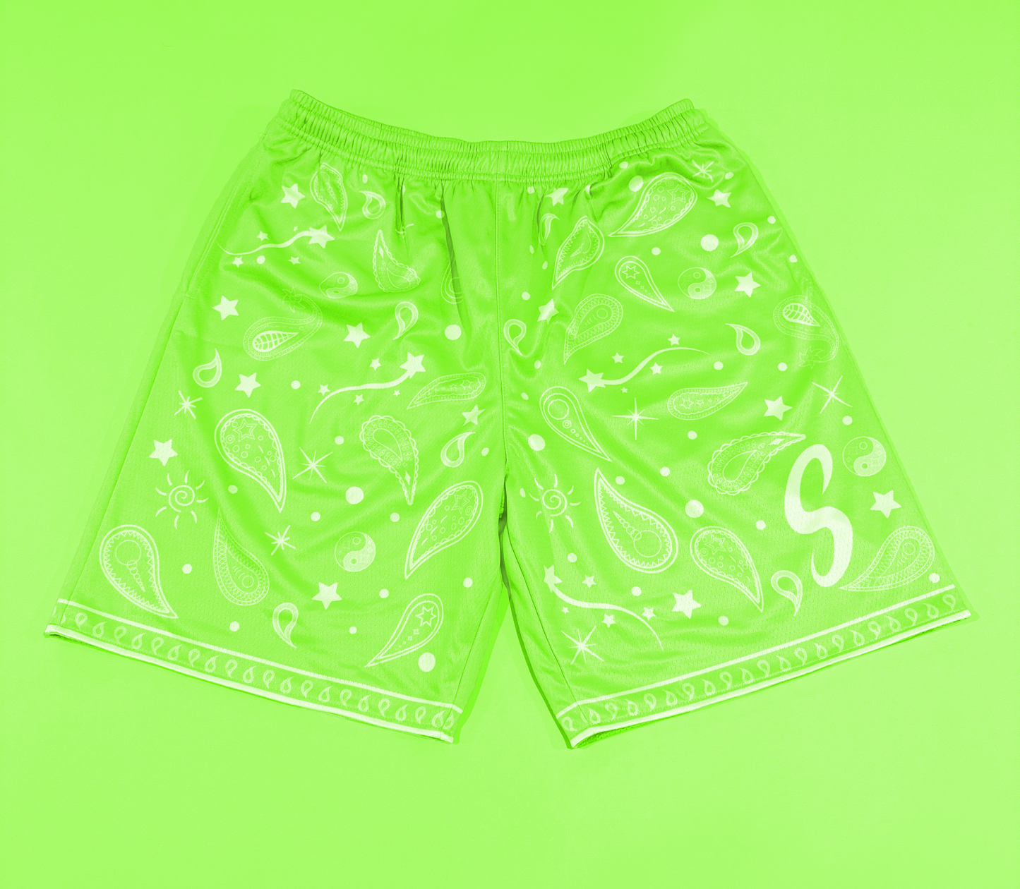 Bandana Paisley Shorts - Matcha Green